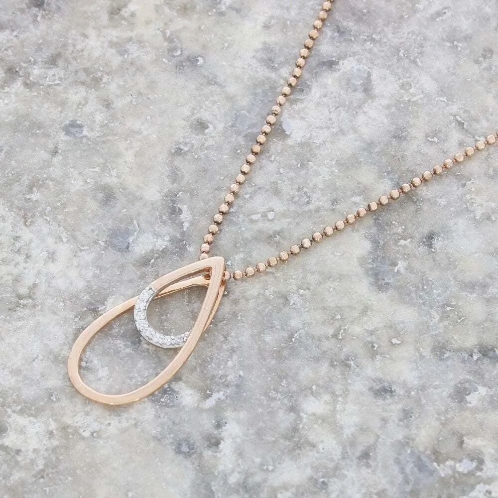 Purity Rose Gold Cubic Zirconia Open Pendant and Chain PUR3711P