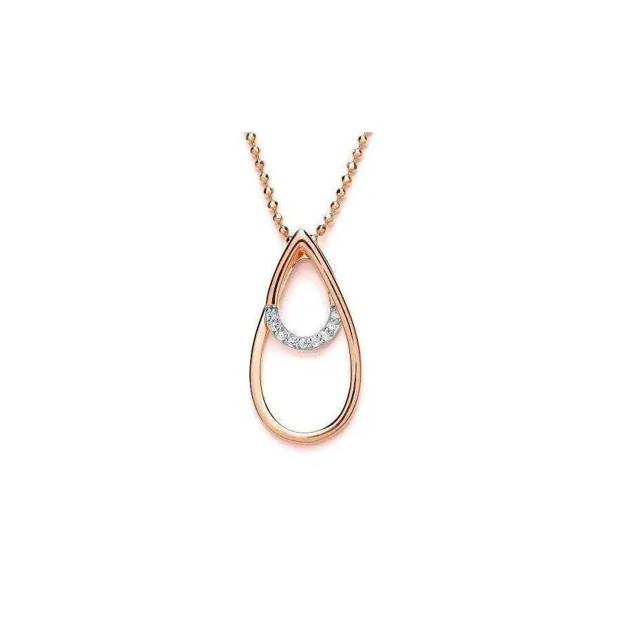 Purity Rose Gold Cubic Zirconia Open Pendant and Chain PUR3711P