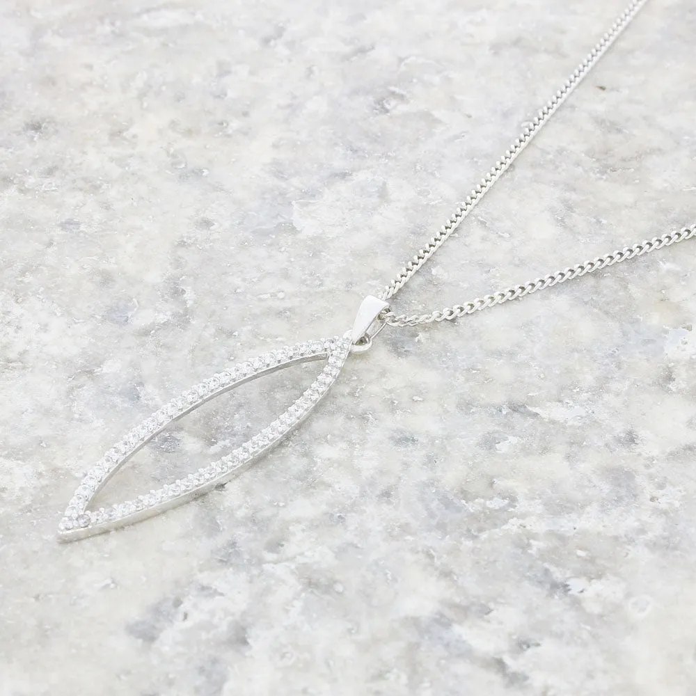 Purity Sterling Silver Open Marquise Pendant and Chain PUR3512P