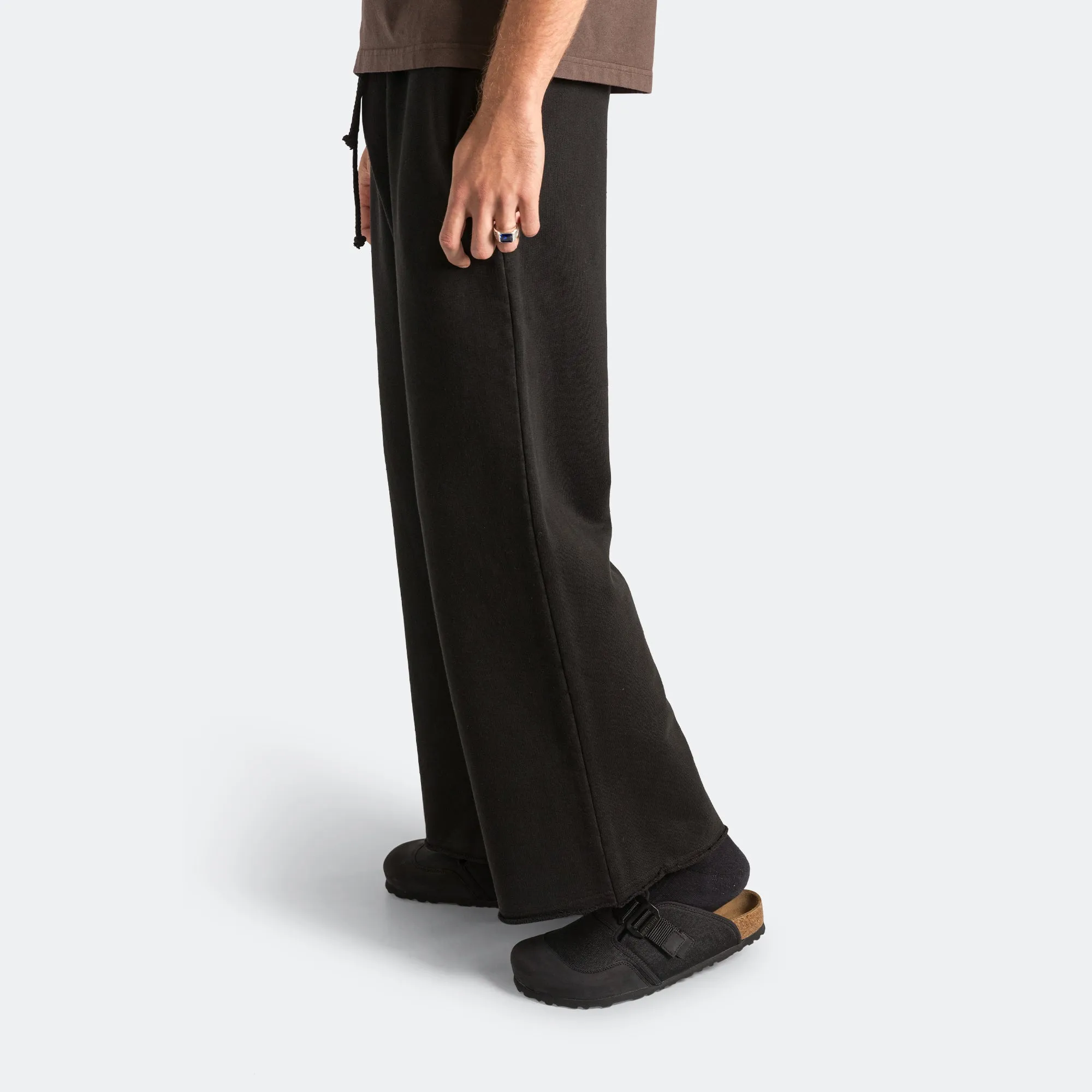 Raw Hem Sweatpants - Black