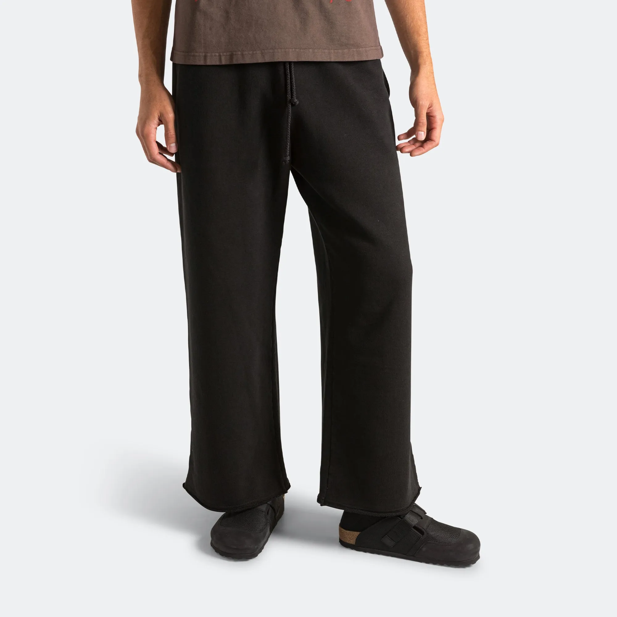 Raw Hem Sweatpants - Black