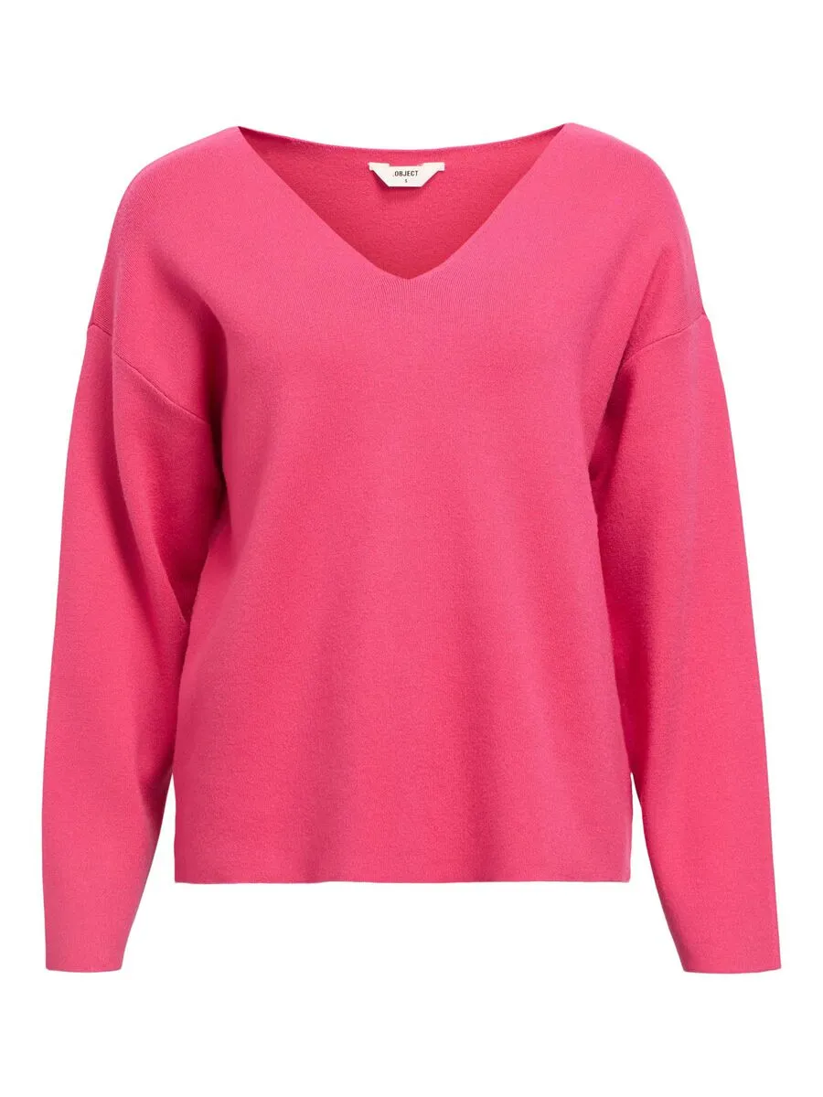 Rayna V-Neck Jumper (Raspberry Sorbet)