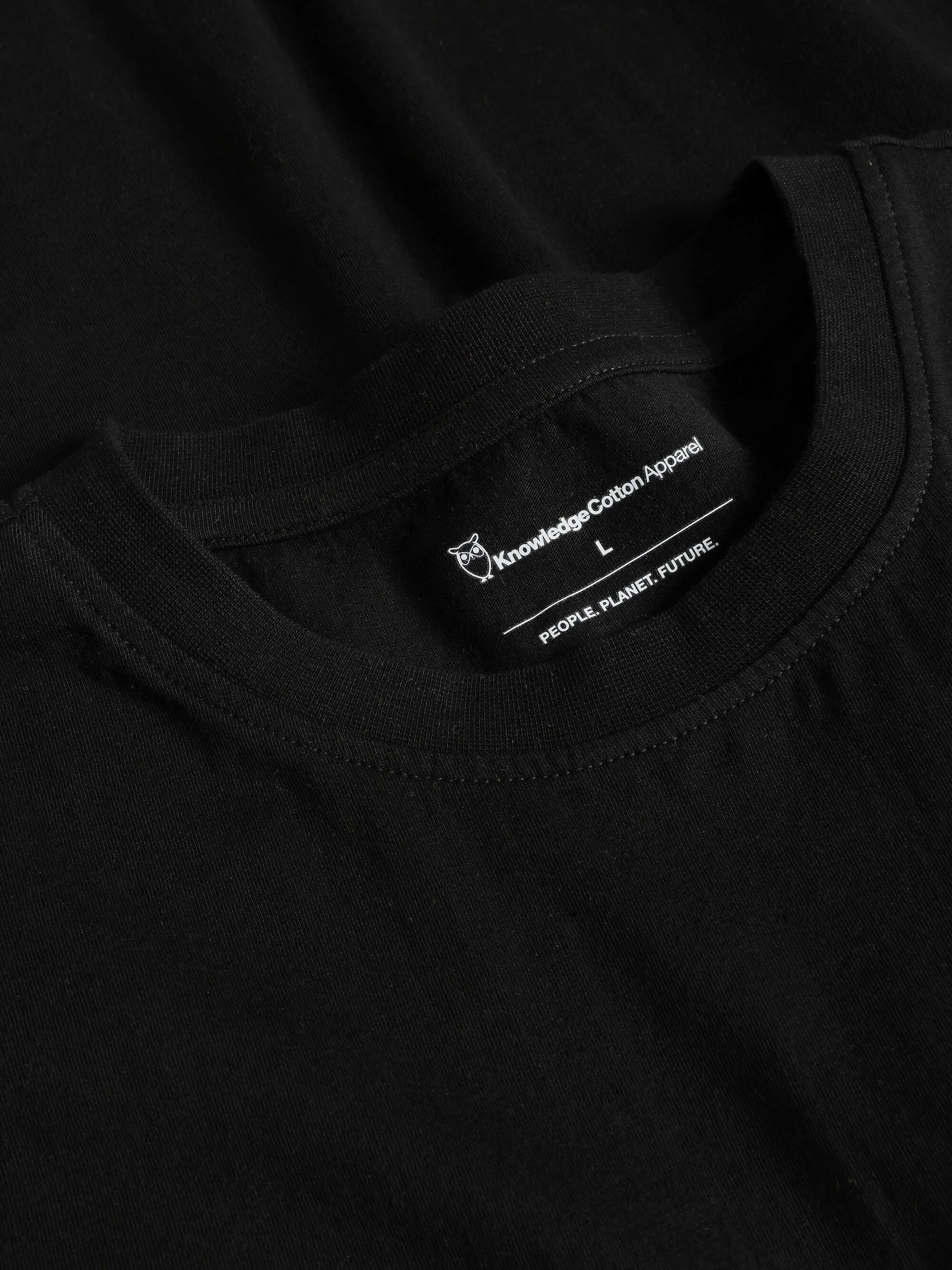 Regular single jersey mountain owl printed t-shirt - Regenerative Organic Certified - GOTS - Black Jet Knowledge Cotton