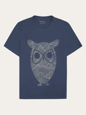 Regular single jersey mountain owl printed t-shirt - Regenerative Organic Certified - GOTS - Vintage Indigo Knowledge Cotton