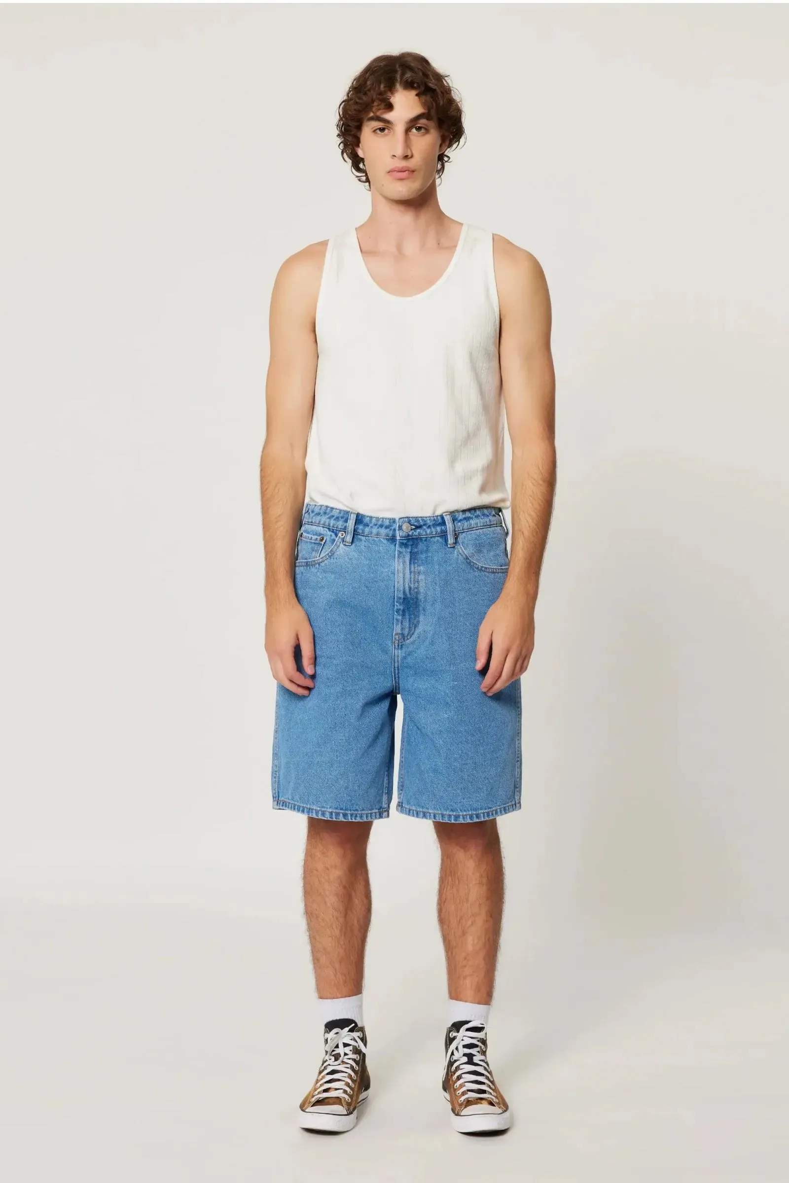 ROLLAS Mens Big Boss Denim Shorts Freshwater - Mid Blue