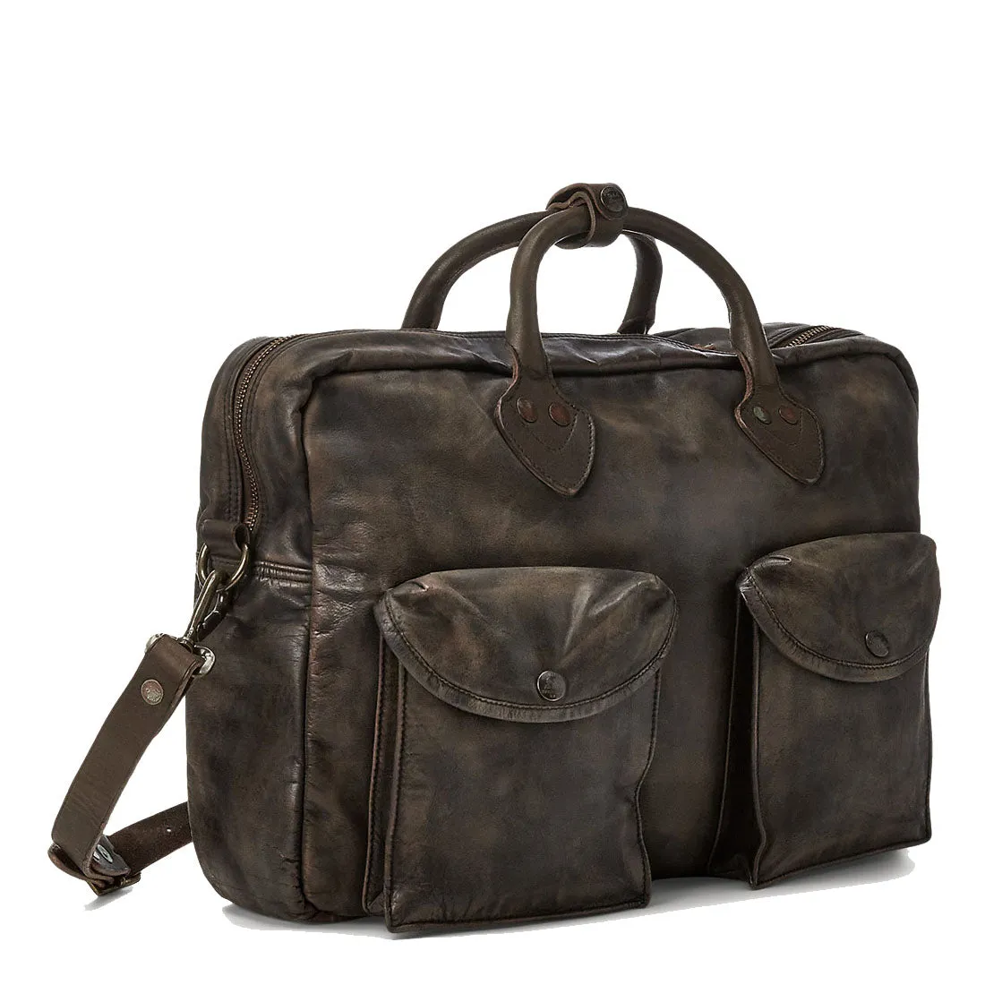 RRL by Ralph Lauren Leather Briefcase Dark Brown