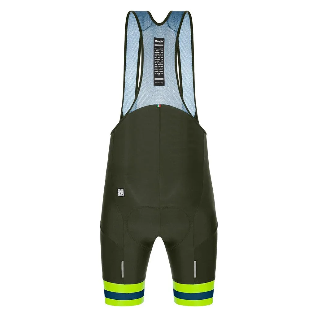 Santini Karma Kinetic Mens Cycling Bibshorts (Military Green)