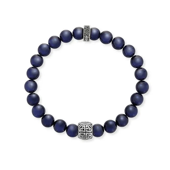 Save Brave Blue Tigers Eye Bead Mens Bracelet SBB-WI-1E-24BT