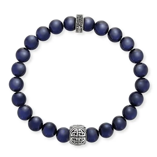 Save Brave Blue Tigers Eye Bead Mens Bracelet SBB-WI-1E-24BT