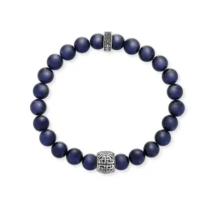 Save Brave Blue Tigers Eye Bead Mens Bracelet SBB-WI-1E-24BT