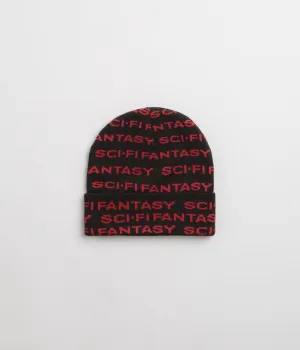 Sci-Fi Fantasy Repeat Logo Beanie - Black