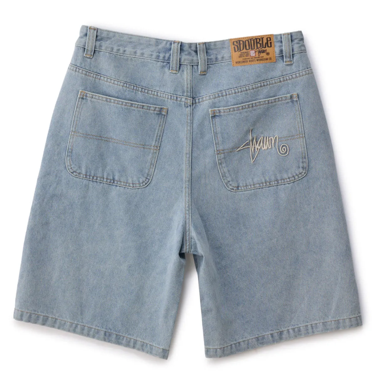 S/Double - Emb Denim Standard Shorts Fade Wash