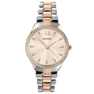 Sekonda Two Tone Crystal Set Ladies Watch 2956