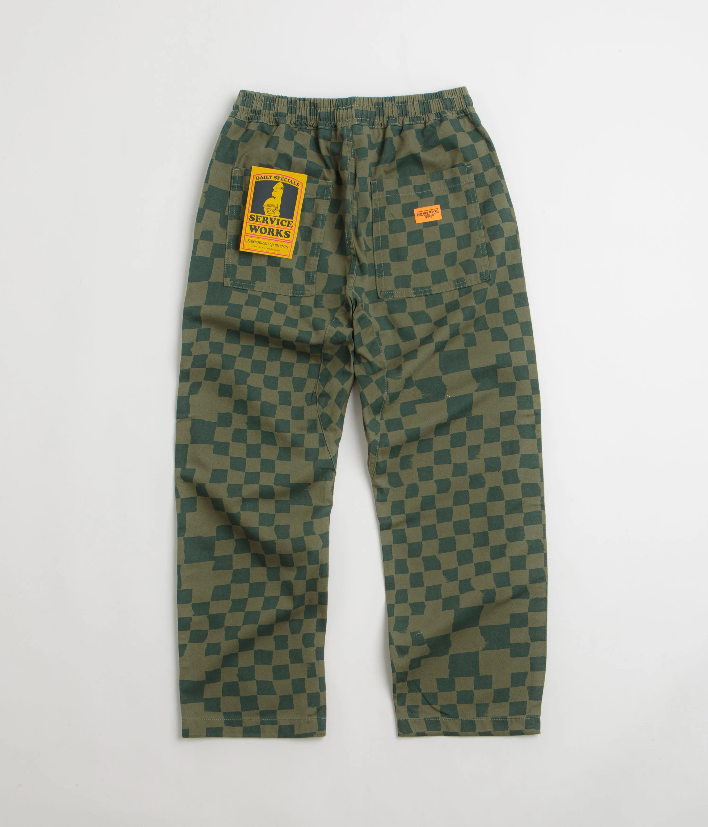 Service Works Printed Chef Pants - Olive Checker