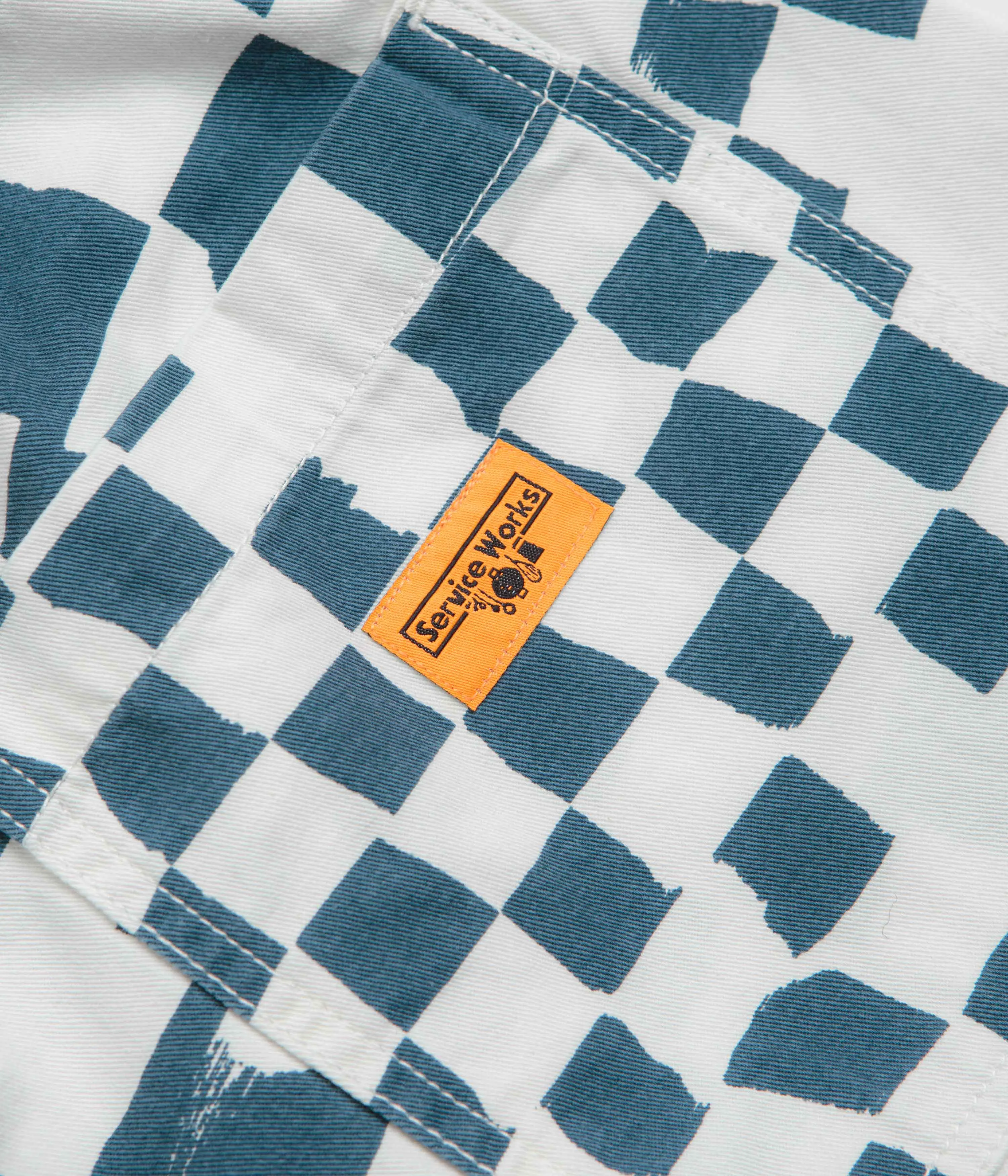 Service Works Printed Chef Shorts - Teal Checker