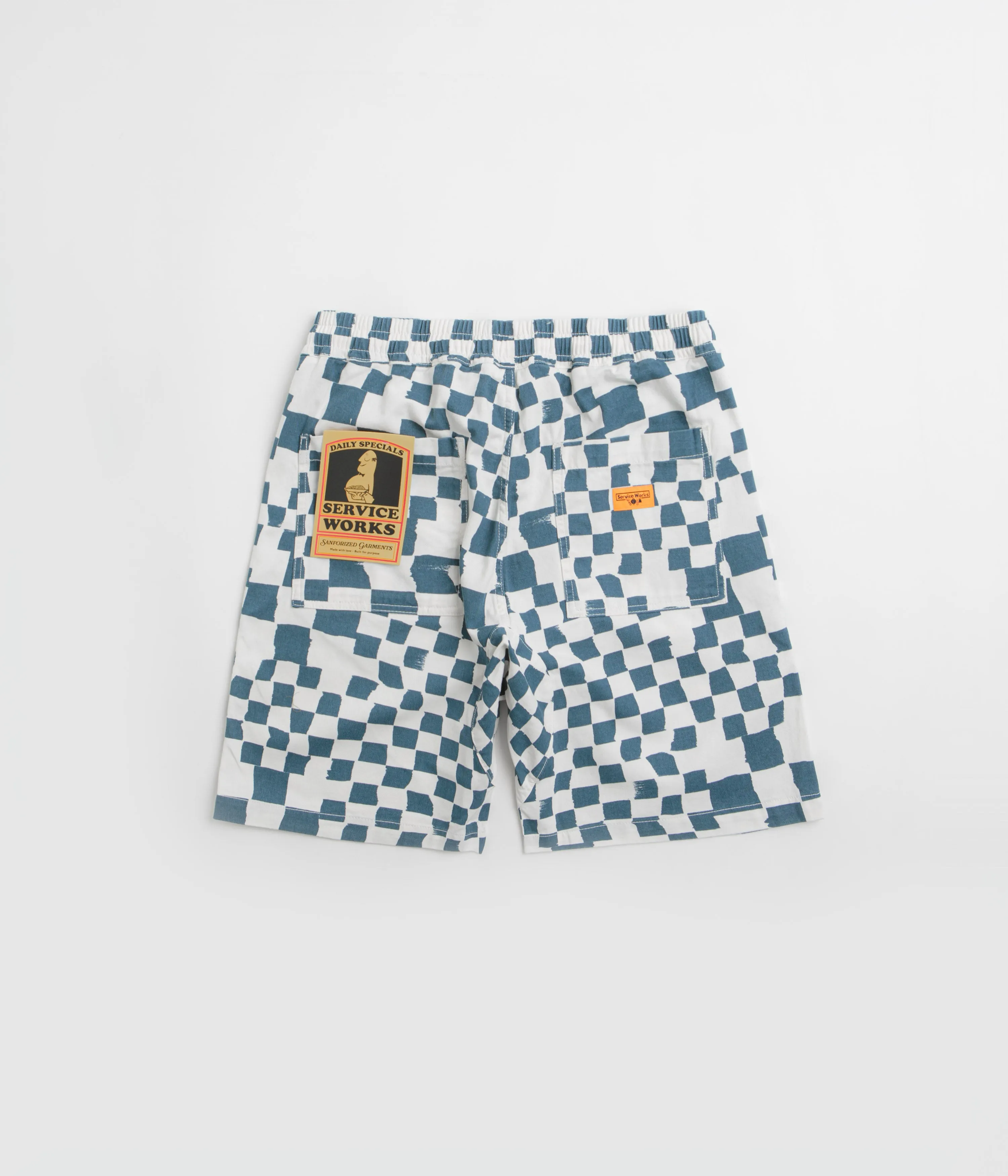 Service Works Printed Chef Shorts - Teal Checker