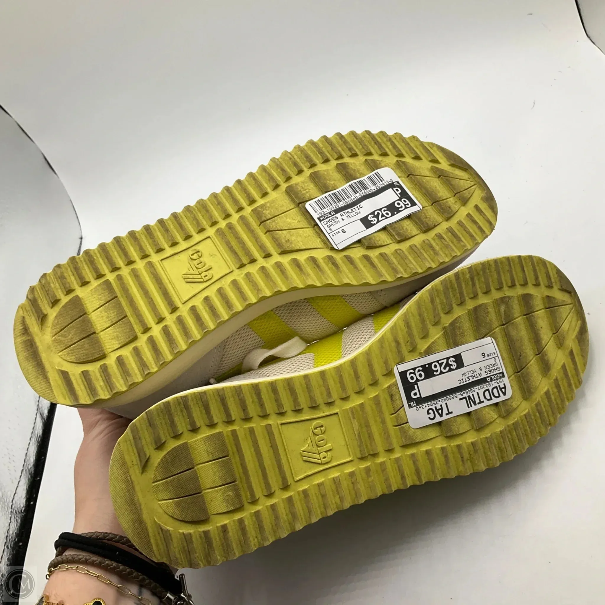 Shoes Athletic By Gola In Green & Yellow, Size: 6