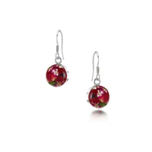 Shrieking Violet Real Flower Bohemia Silver Drop Earrings PRE02