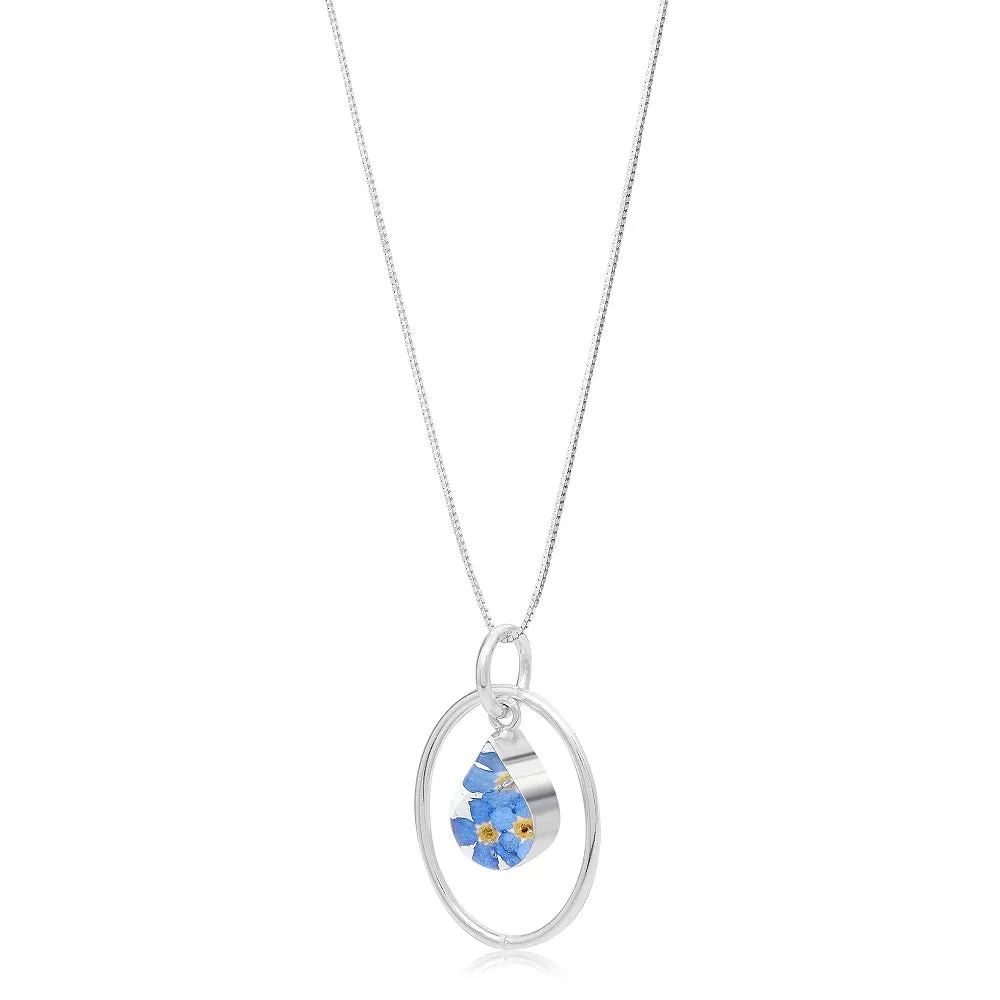 Shrieking Violet Real Flower Forget Me Not Silver Necklace FP12