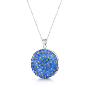 Shrieking Violet Real Flower Forget Me Not Silver Pendant FP88