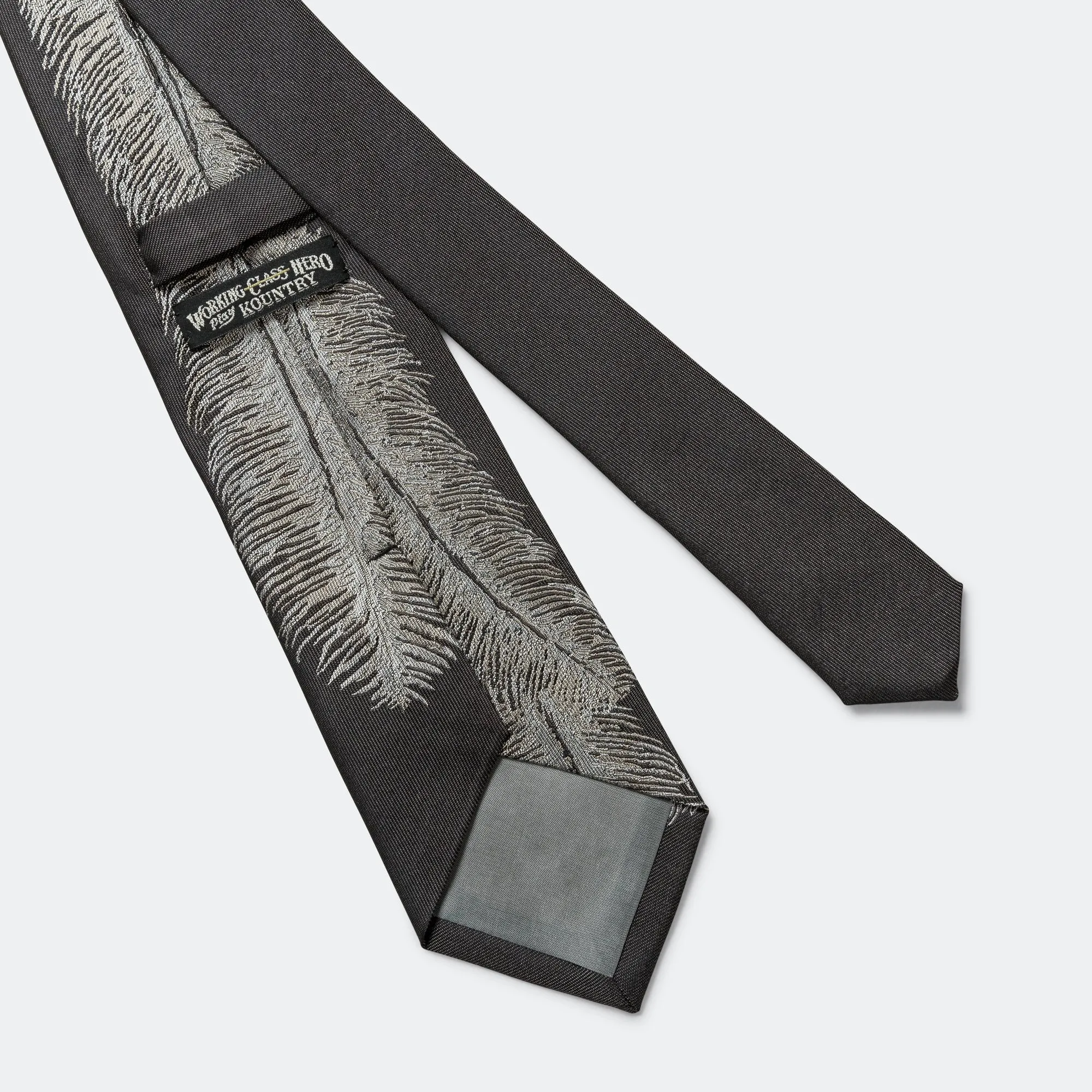 Silk Twill Feather Tie - Black