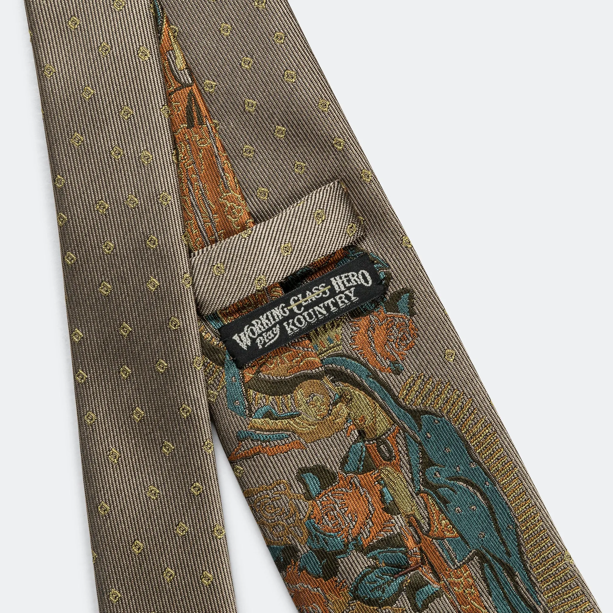 Silk Twill MARIA Tie - Grey/beige