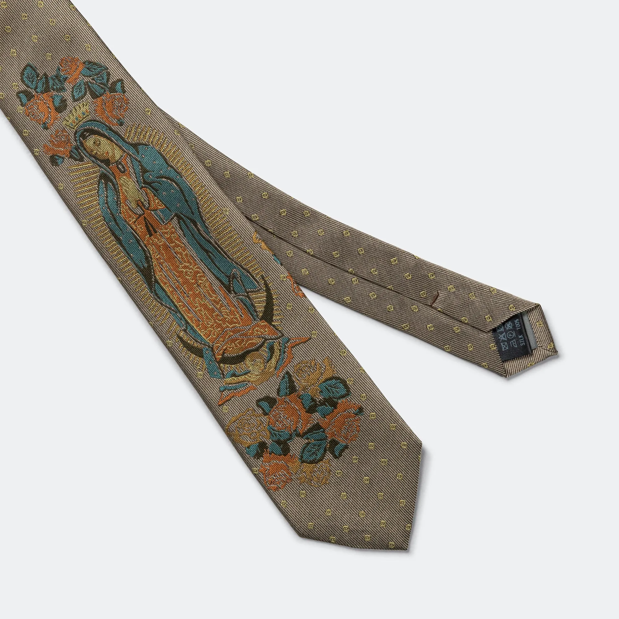 Silk Twill MARIA Tie - Grey/beige