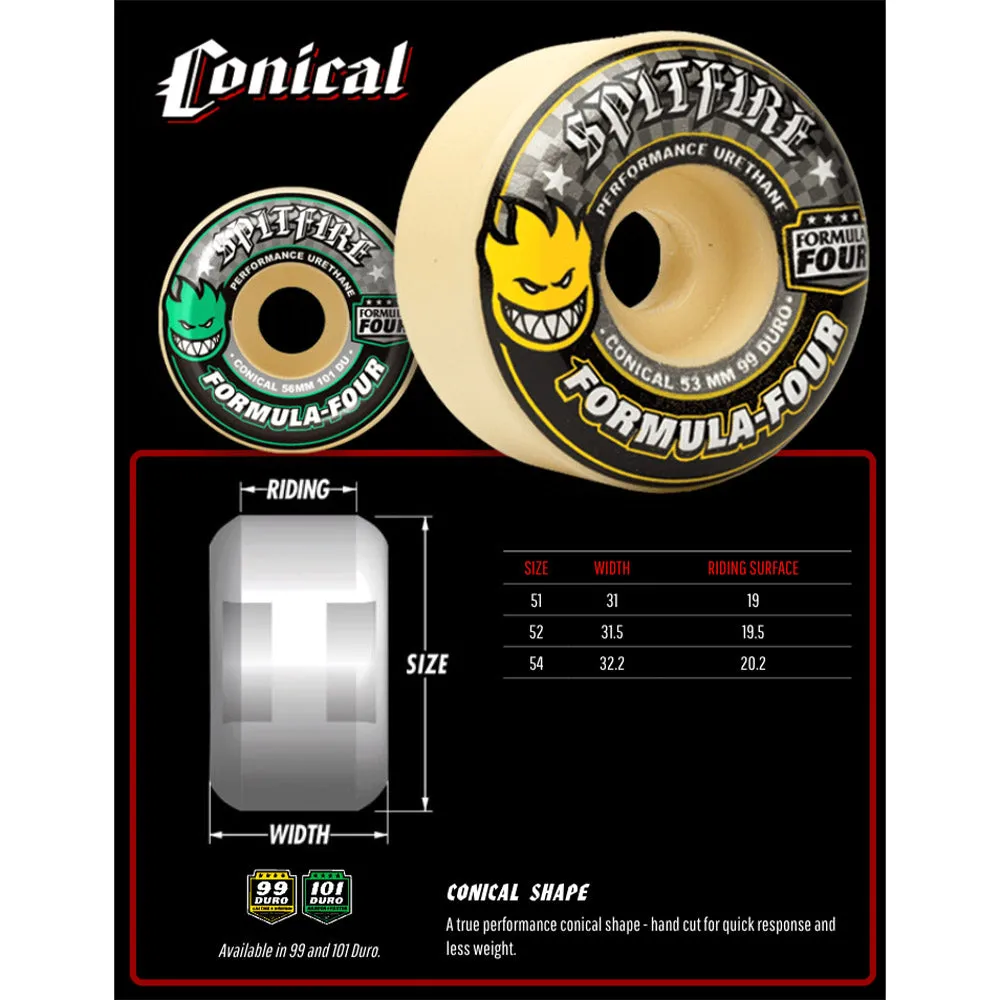 Spitfire - F4 Conical 54MM 101A Skateboard Wheels