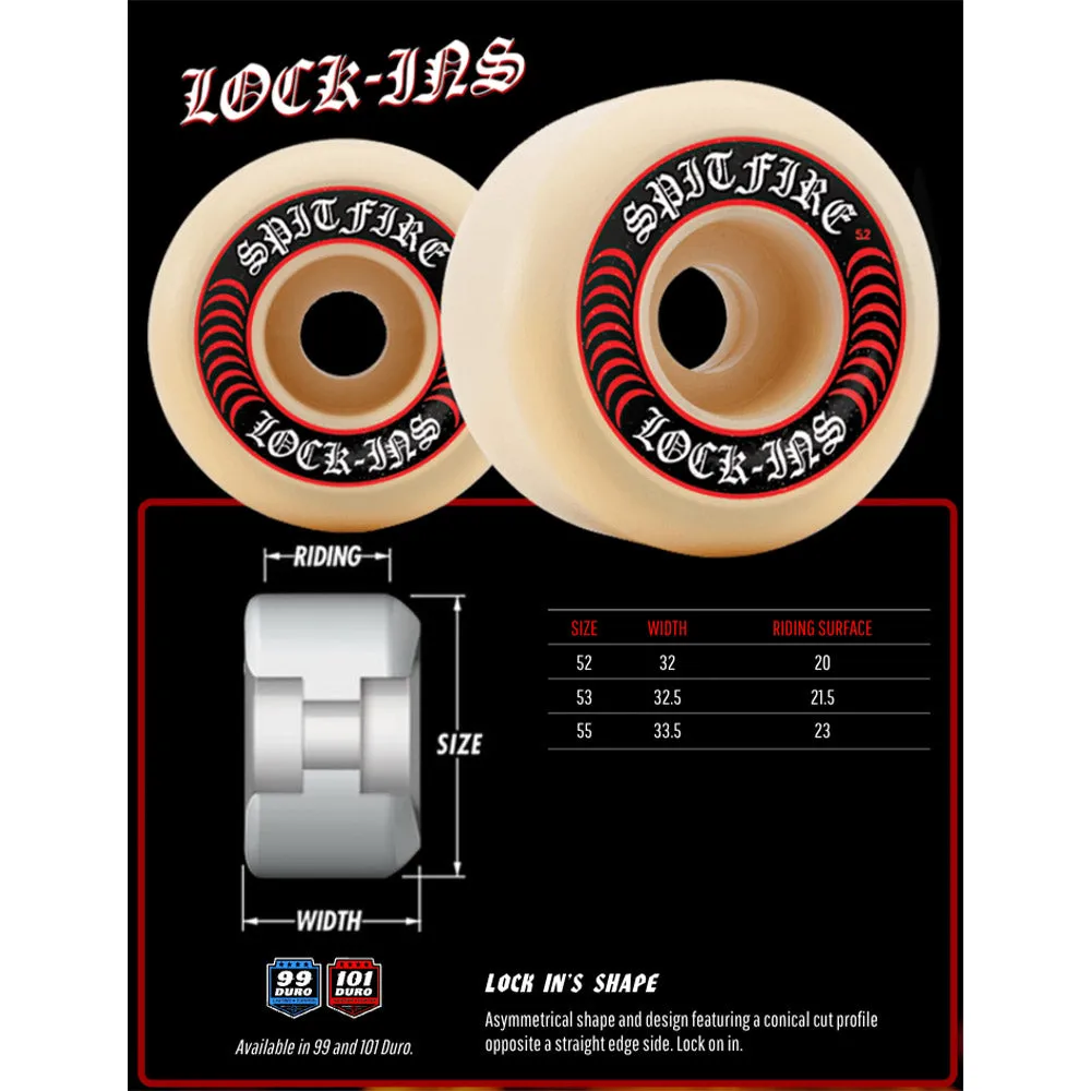 Spitfire - F4 Lock Ins 52MM 99A Skateboard Wheels