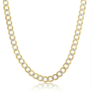 Sterling Silver 5mm Pave Cuban Chain - Gold Plated