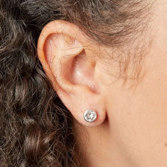 Sterling Silver April Birthstone Stud Earrings E4926C