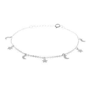 Sterling Silver Celestial Moon and Star Bracelet
