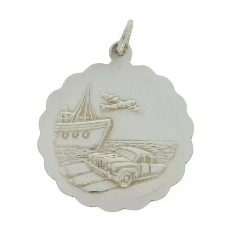 Sterling Silver Large Double Sided St Christopher Unisex Pendant R6948