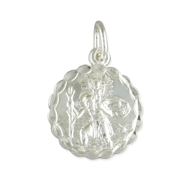 Sterling Silver Large Double Sided St Christopher Unisex Pendant R6948