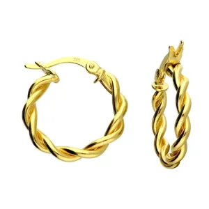 Sterling Silver Twist Hoop Earrings - Gold Plated (20mm)