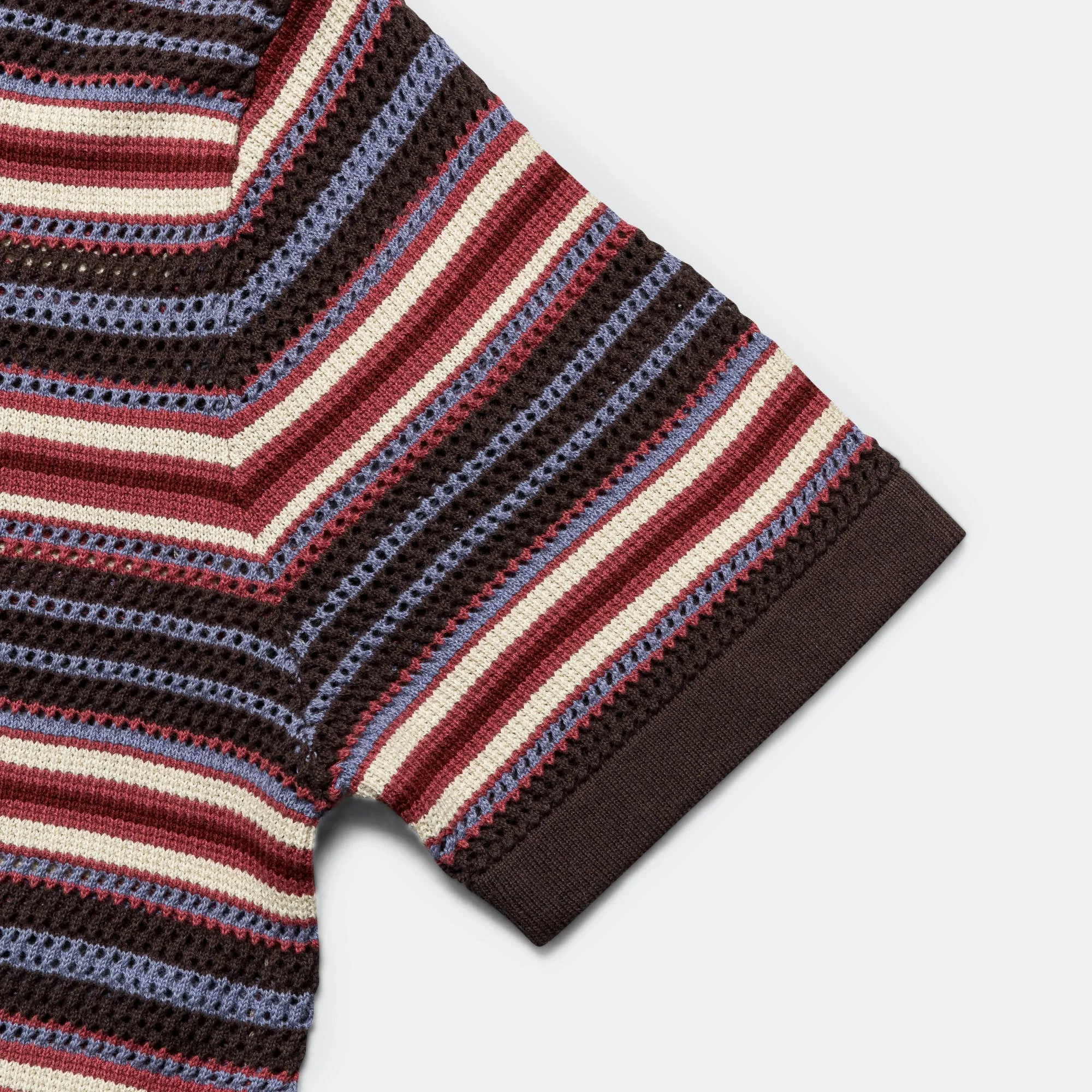 Stripe SS Knit Polo - Red