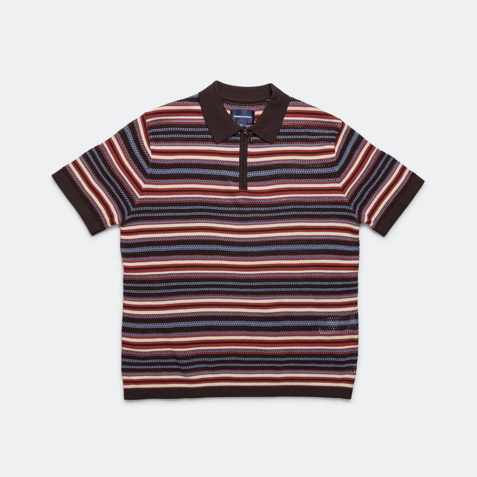 Stripe SS Knit Polo - Red