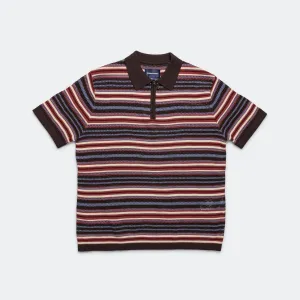 Stripe SS Knit Polo - Red