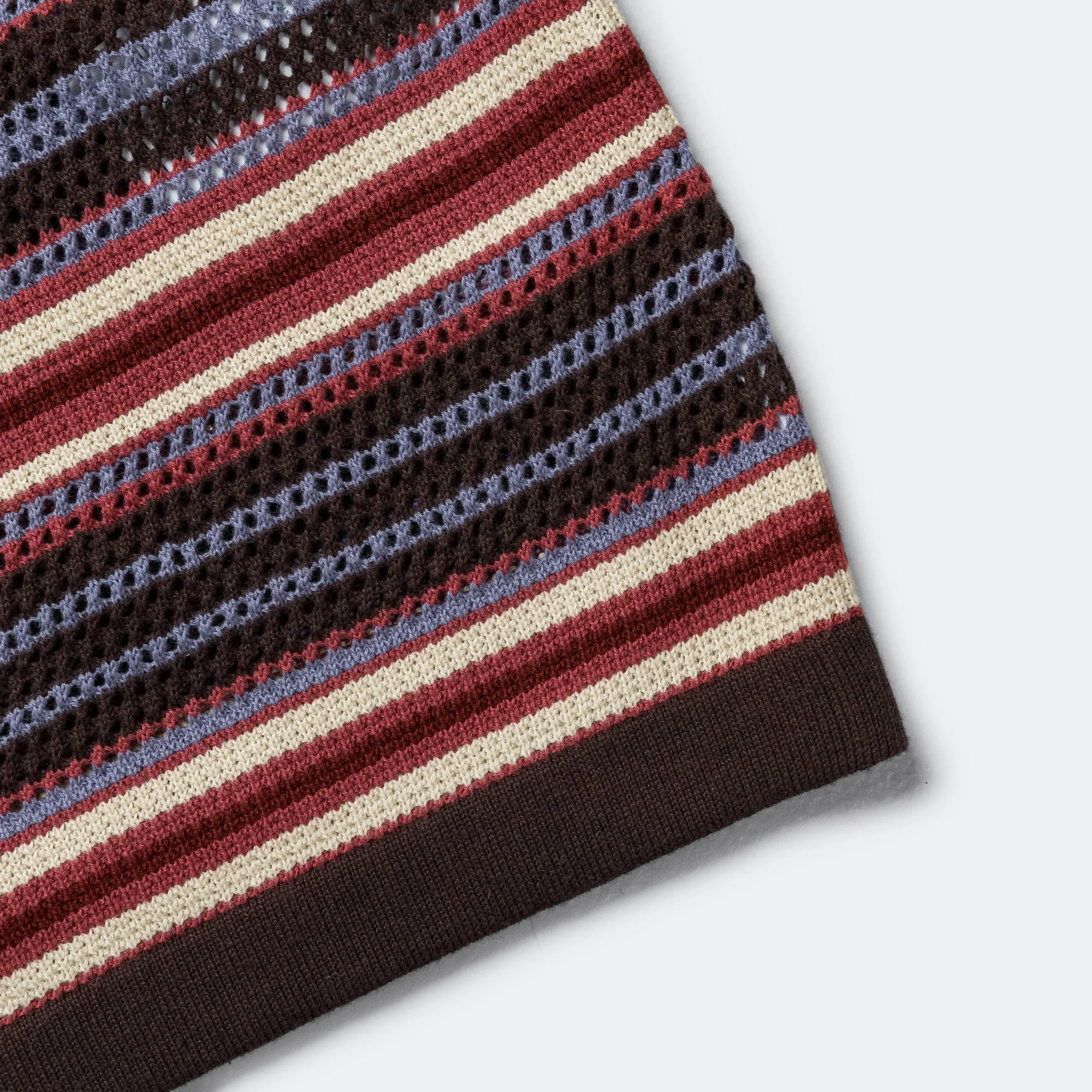 Stripe SS Knit Polo - Red