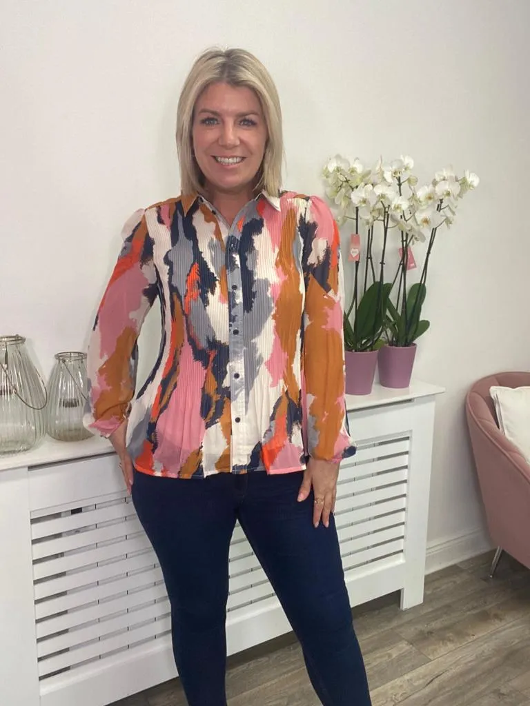 THE LILY PLEATED SHIRT (HEATHER ROSE)