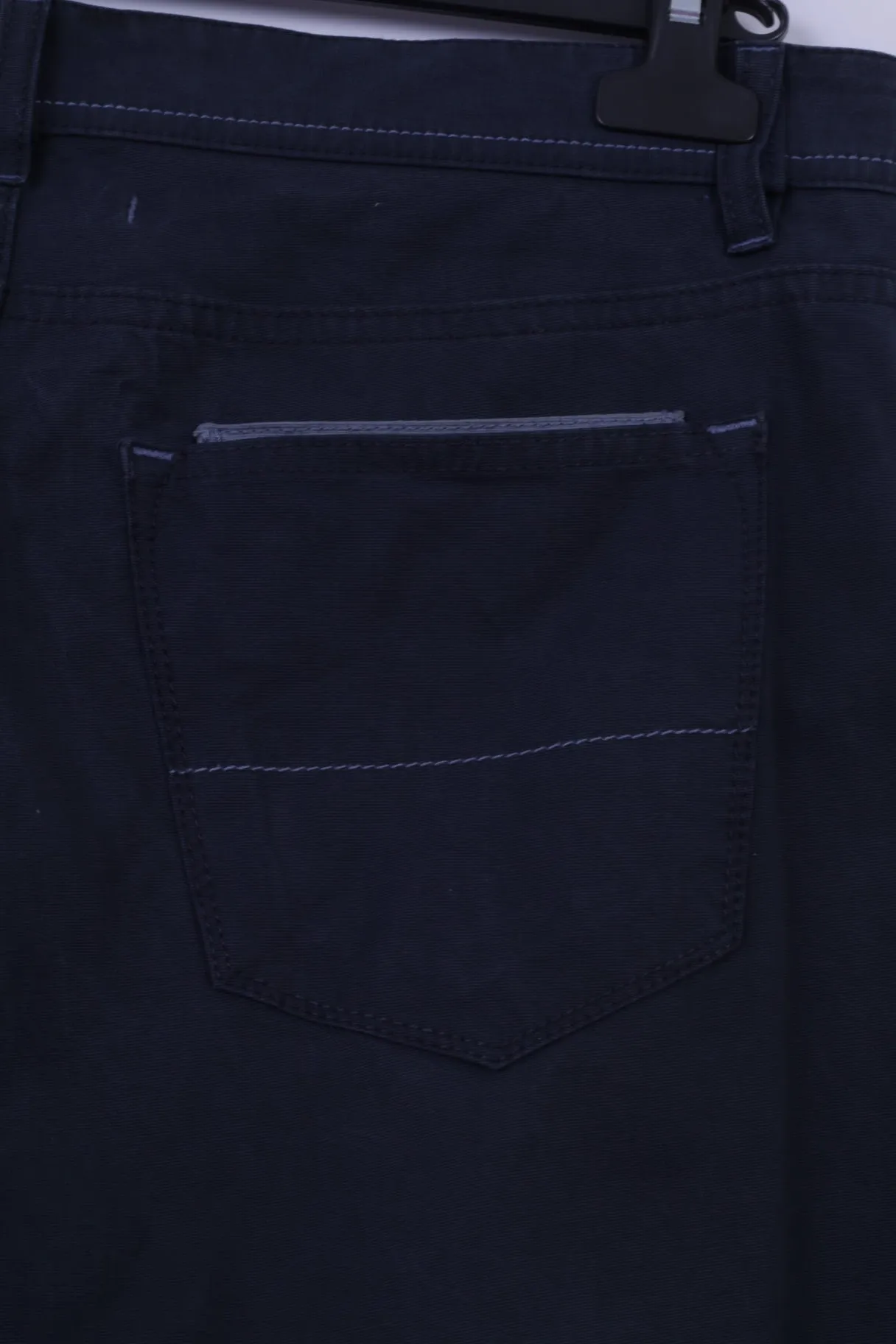 Thinple Mens 36 Trousers Navy Cotton Lycra Blend Classic Straight Leg Pants