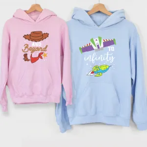 To Infinity & Beyond Matching Blue/ Pink Hoodies
