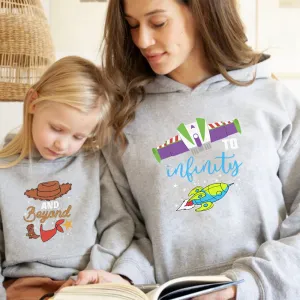 To Infinity & Beyond Matching Heather Grey Hoodies