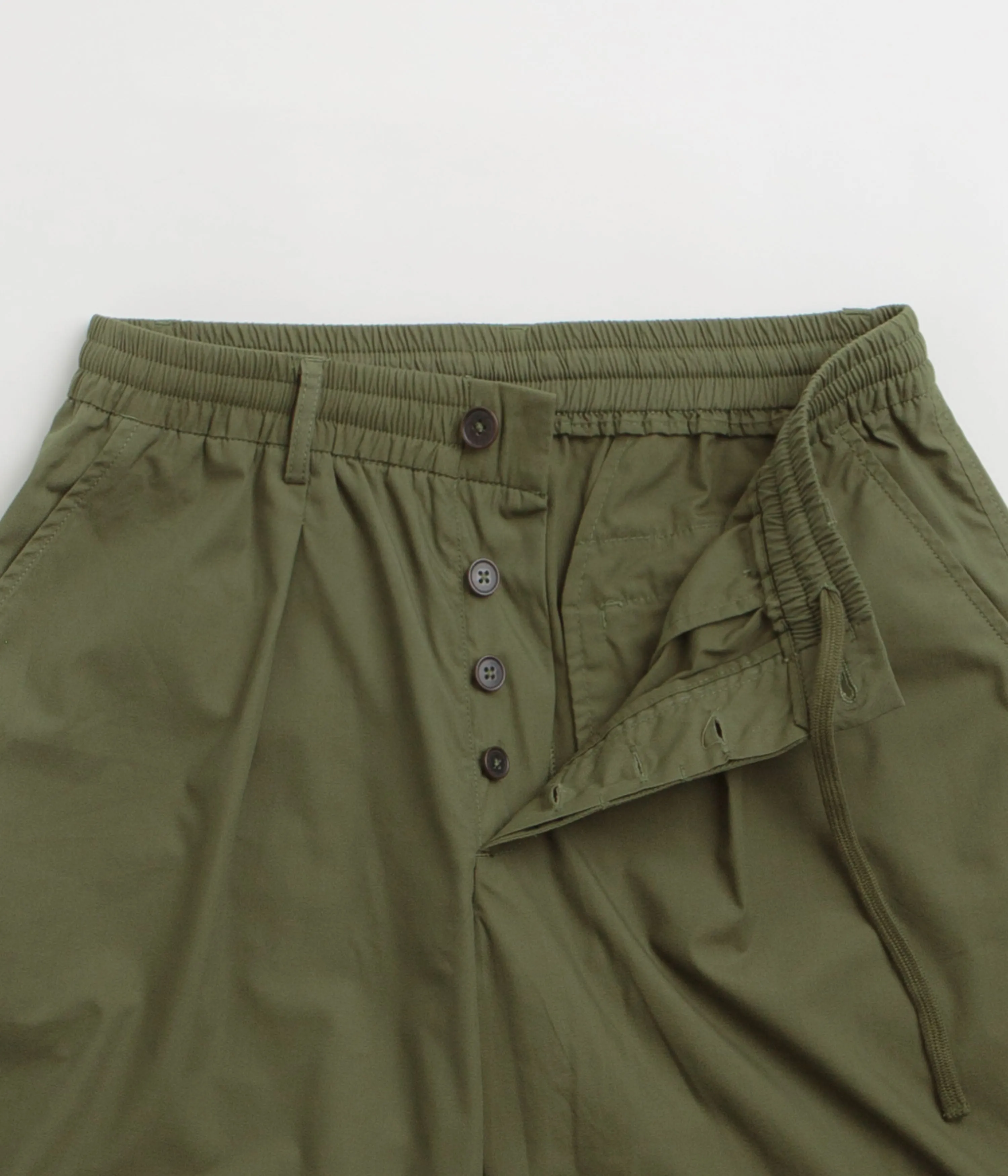 Universal Works Pleated Track Shorts - Olive