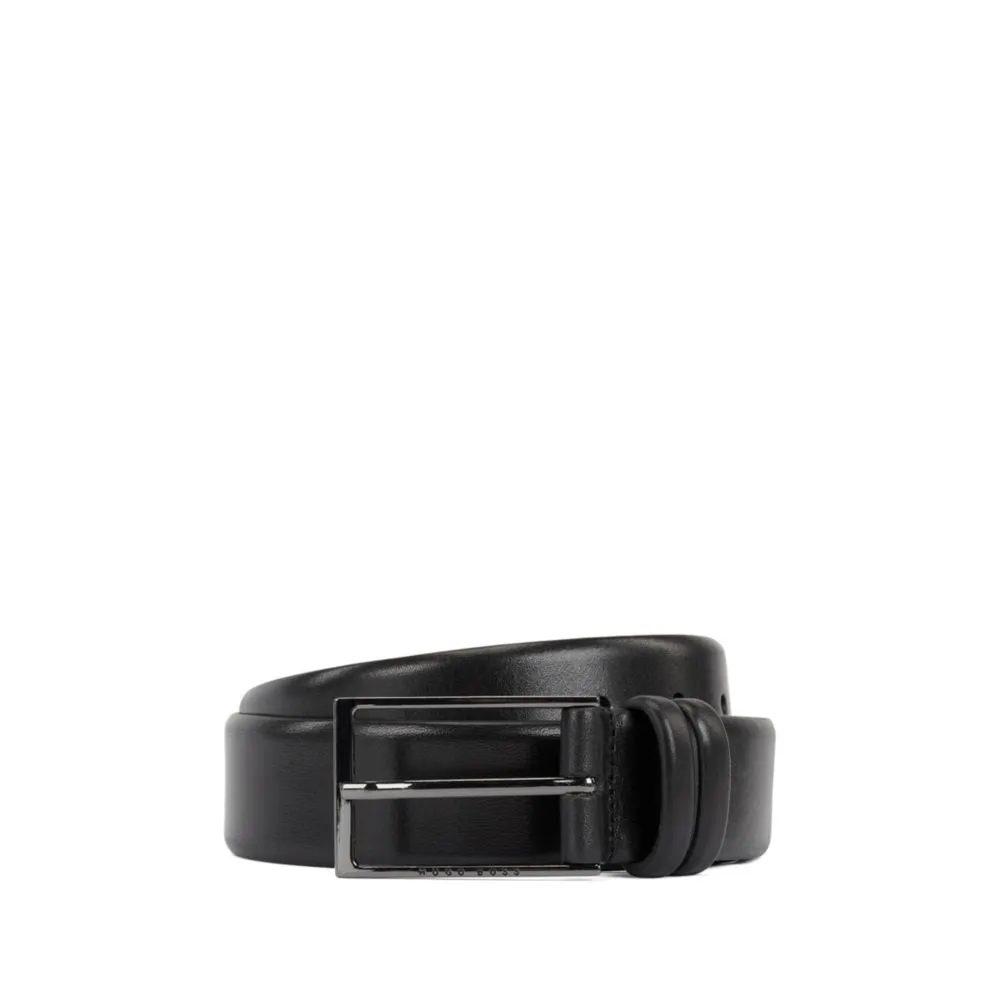 Vegetable-tanned leather belt with gunmetal hardware
