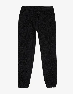 Versace Black Velvet Baroque Sweat Pants