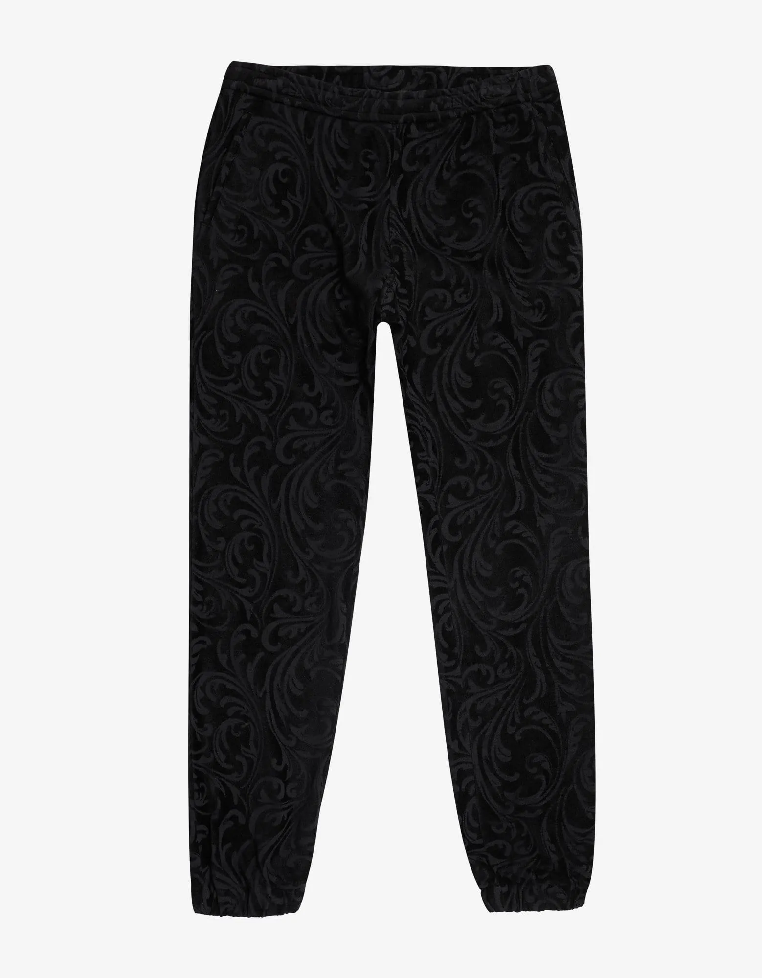 Versace Black Velvet Baroque Sweat Pants