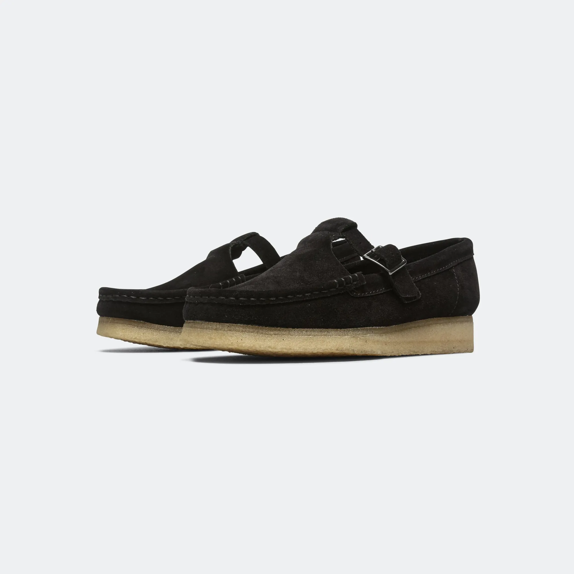 Womens Wallabee T Bar - Black Suede